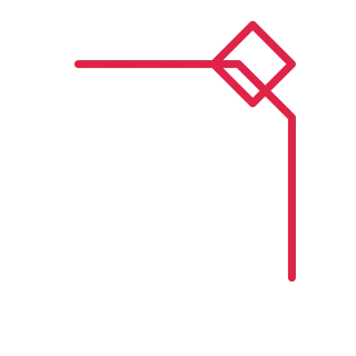 A diamond corner ornament opens towards the centre from the top right corner.