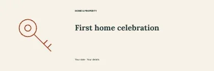 First home celebration · Left illustration banner template