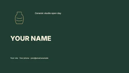 Ceramic studio open day · Editorial business card template