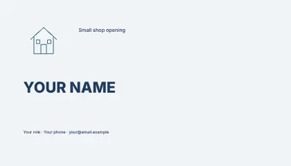 Small shop opening · Editorial business card template