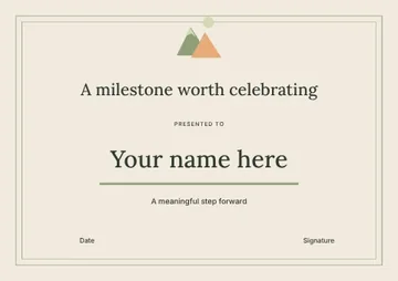 A milestone worth celebrating · Editorial certificate template
