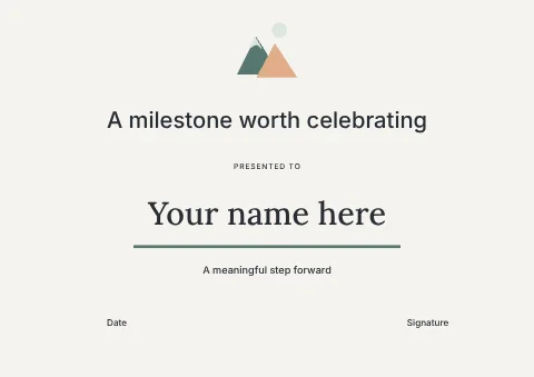 A milestone worth celebrating · Minimal certificate template