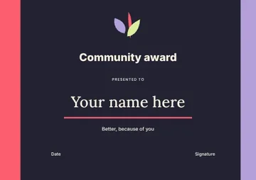 Community award · Bold certificate template