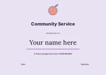 Community Service · Orbit certificate template
