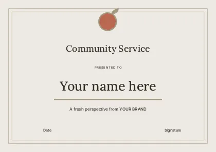Community Service · Studio certificate template