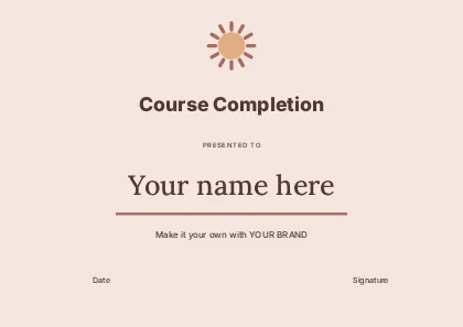 Course Completion · Orbit certificate template
