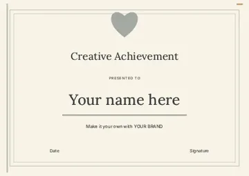 Creative Achievement · Signal certificate template