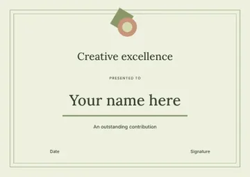 Creative excellence · Botanical certificate template