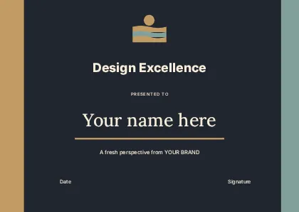 Design Excellence · Typographic 2 certificate template