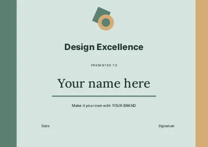 Design Excellence · Frame certificate template