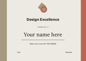 Design Excellence · Typographic certificate template