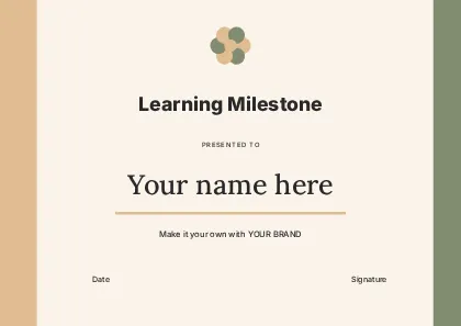 Learning Milestone · Duotone certificate template