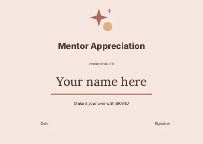 Mentor Appreciation · Orbit certificate template