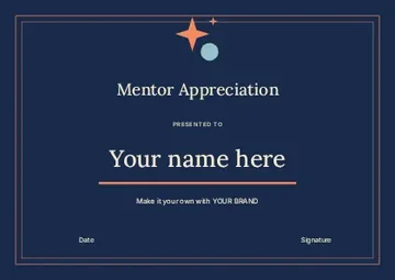 Mentor Appreciation · Studio certificate template