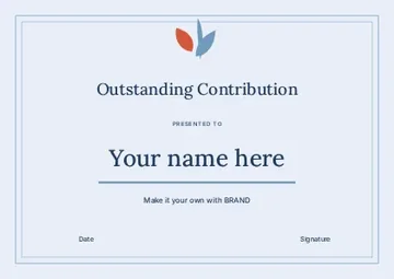 Outstanding Contribution · Contour certificate template