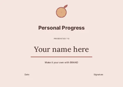 Personal Progress · Orbit certificate template