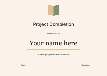 Project Completion · Gallery certificate template