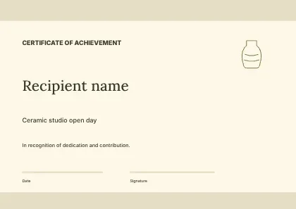 Ceramic studio open day · Structured certificate template