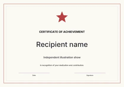 Independent illustration show · Editorial certificate template