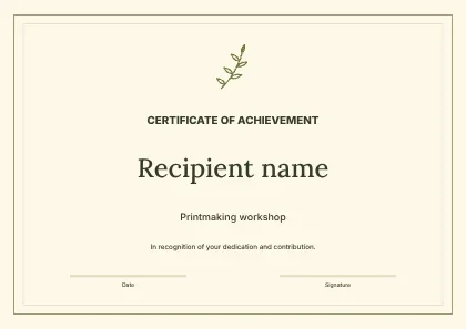 Printmaking workshop · Editorial certificate template