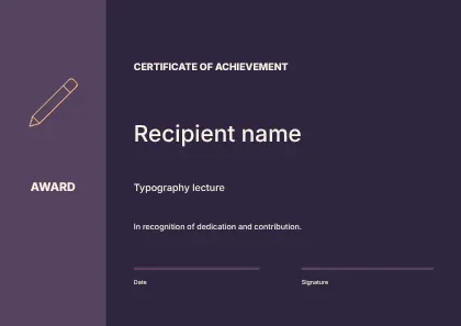 Typography lecture · Sidebar certificate template