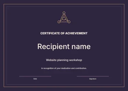 Website planning workshop · Editorial certificate template