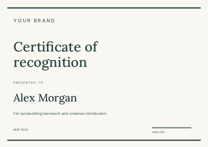 Team Recognition · Modern certificate template