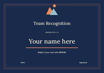 Team Recognition · Studio certificate template