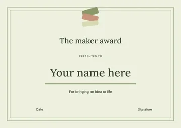 The maker award · Botanical certificate template