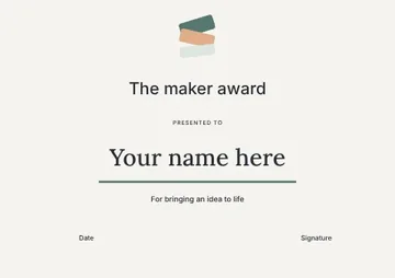 The maker award · Minimal certificate template
