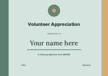 Volunteer Appreciation · Column certificate template
