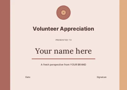 Volunteer Appreciation · Frame certificate template