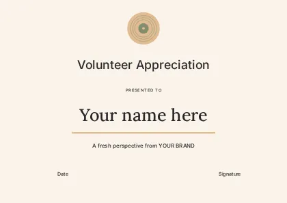 Volunteer Appreciation · Gallery certificate template