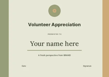 Volunteer Appreciation · Medallion 2 certificate template