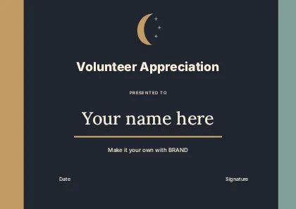 Volunteer Appreciation · Column 2 certificate template