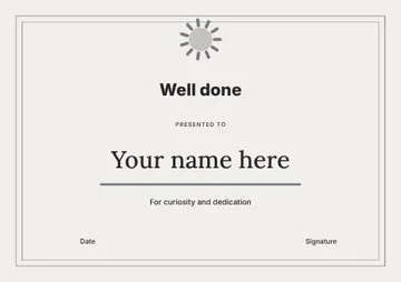 Well done · Monochrome certificate template