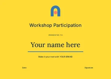 Workshop Participation · Gallery certificate template