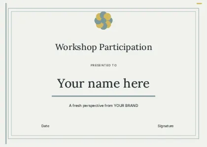 Workshop Participation · Linework certificate template