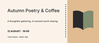 Autumn Poetry & Coffee · Gallery event ticket template