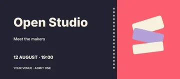 Open Studio · Horizontal photo dialogue event ticket template