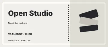 Open Studio · Monochrome event ticket template