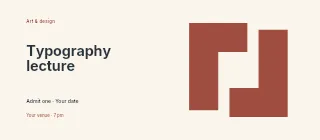 Typography lecture event ticket template · Horizontal photo dialogue