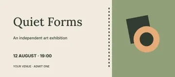 Quiet Forms · Editorial event ticket template