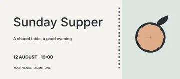 Sunday Supper · Minimal event ticket template