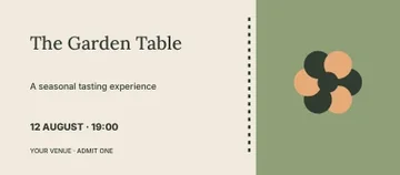 The Garden Table · Editorial event ticket template