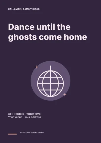 Halloween family disco flyer template