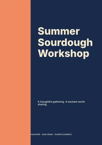 Summer Sourdough Workshop · Column flyer template