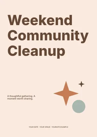 Weekend Community Cleanup · Typographic flyer template