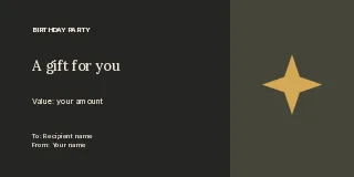 Birthday game night · Split editorial gift voucher template