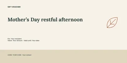 Mother’s Day restful afternoon · Structured gift voucher template